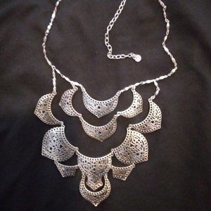 Silver Scalloped Statement Necklace